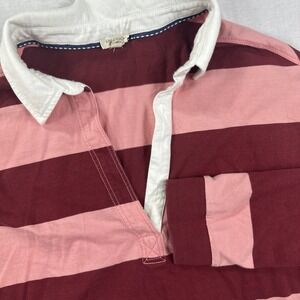 Pilcro‎ Anthropologie Polo Shirt Womens Small Long Sleeve Oversized Rugby Shirt